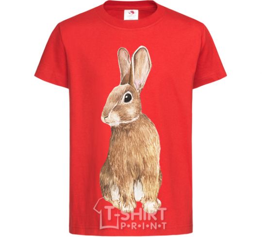 Kids T-shirt Steppe hare red фото