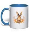 Mug with a colored handle Autumn hare royal-blue фото