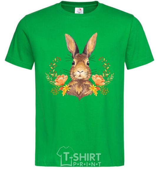 Мужская футболка Осенний заяц Зеленый фото