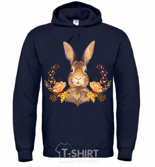 Men`s hoodie Autumn hare navy-blue фото