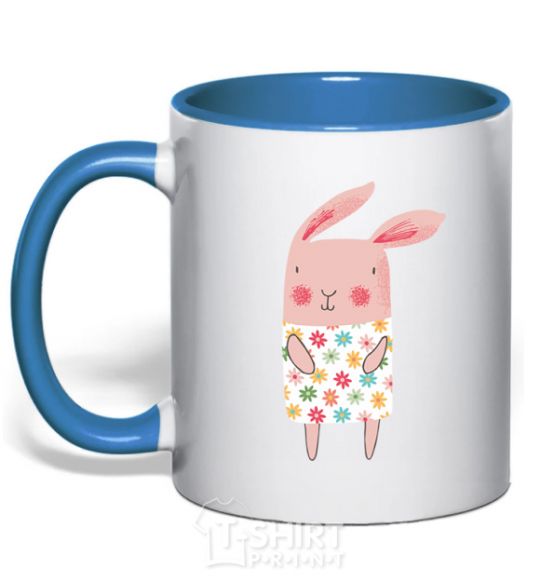 Mug with a colored handle Крольчиха в платье royal-blue фото