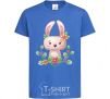 Kids T-shirt Cute bunny with flowers royal-blue фото