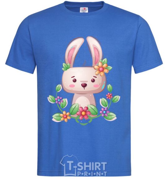 Men's T-Shirt Cute bunny with flowers royal-blue фото