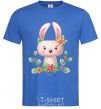 Men's T-Shirt Cute bunny with flowers royal-blue фото