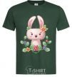 Men's T-Shirt Cute bunny with flowers bottle-green фото