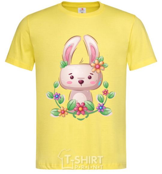 Men's T-Shirt Cute bunny with flowers cornsilk фото