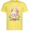 Men's T-Shirt Cute bunny with flowers cornsilk фото