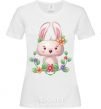 Women's T-shirt Cute bunny with flowers White фото