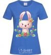 Women's T-shirt Cute bunny with flowers royal-blue фото