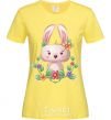 Women's T-shirt Cute bunny with flowers cornsilk фото