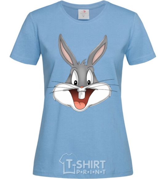 Women's T-shirt Bucks Bunny's head sky-blue фото