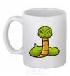 Ceramic mug Green rattlesnake White фото