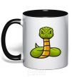 Mug with a colored handle Green rattlesnake black фото