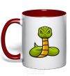 Mug with a colored handle Green rattlesnake red фото