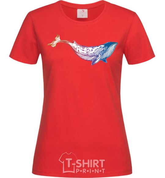 Женская футболка Кит градиент Красный фото
