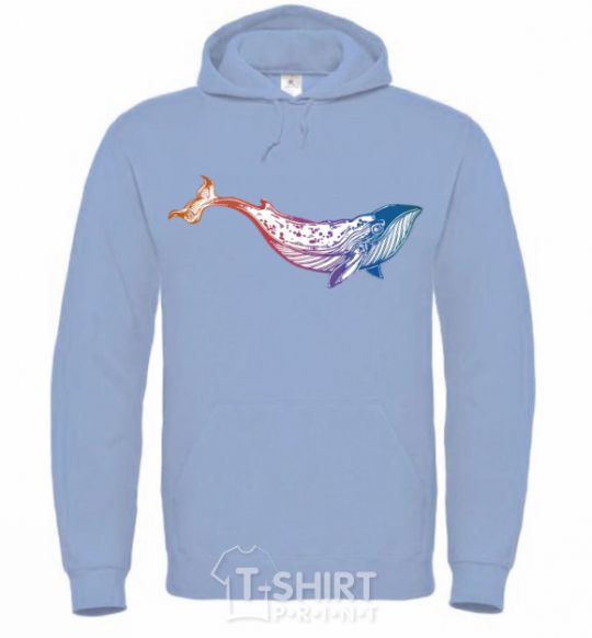 Men`s hoodie Whale gradient sky-blue фото