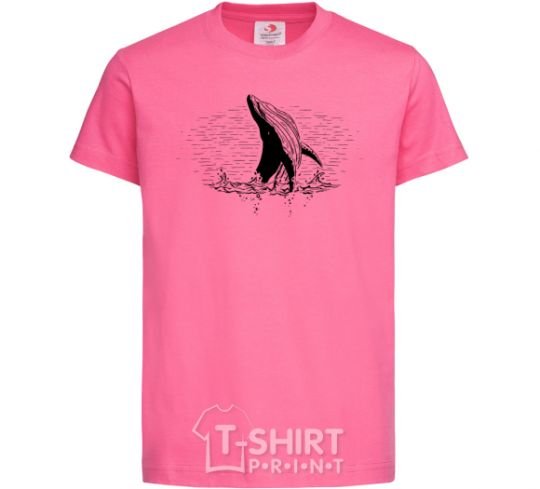 Kids T-shirt A whale in the waves heliconia фото