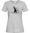 Women's T-shirt A whale in the waves grey фото