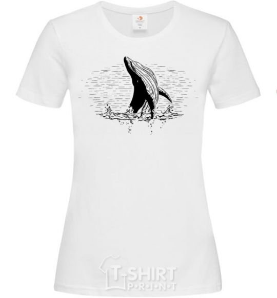 Women's T-shirt A whale in the waves White фото
