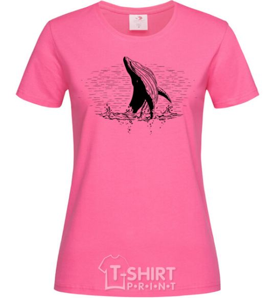Women's T-shirt A whale in the waves heliconia фото