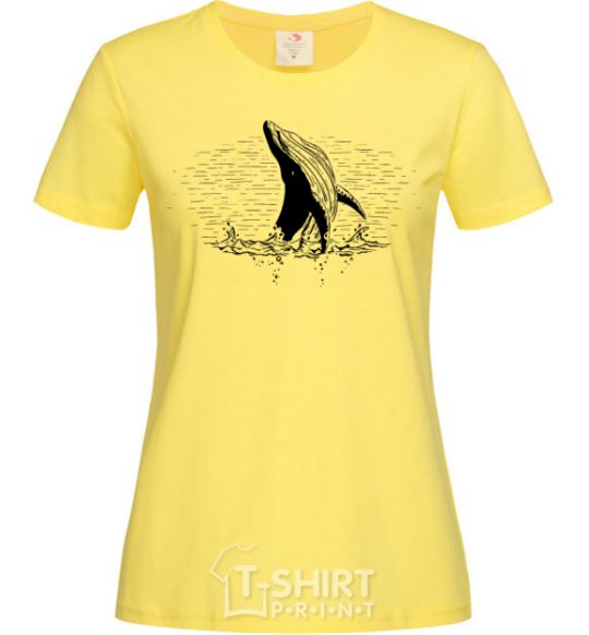 Women's T-shirt A whale in the waves cornsilk фото