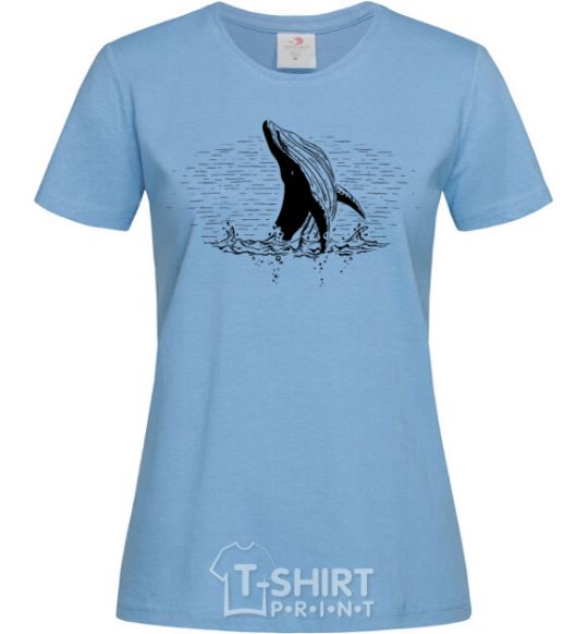 Women's T-shirt A whale in the waves sky-blue фото