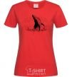 Women's T-shirt A whale in the waves red фото