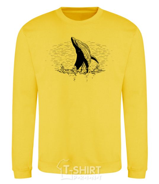 Sweatshirt A whale in the waves yellow фото