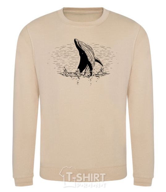 Sweatshirt A whale in the waves sand фото
