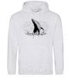 Men`s hoodie A whale in the waves sport-grey фото