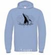 Men`s hoodie A whale in the waves sky-blue фото