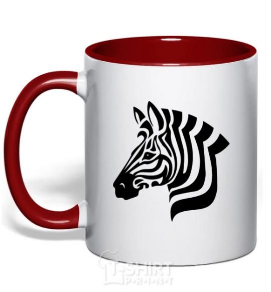 Mug with a colored handle Zebra head red фото