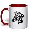 Mug with a colored handle Zebra head red фото