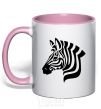 Mug with a colored handle Zebra head light-pink фото