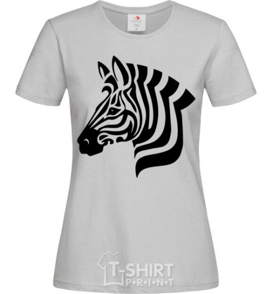 Women's T-shirt Zebra head grey фото