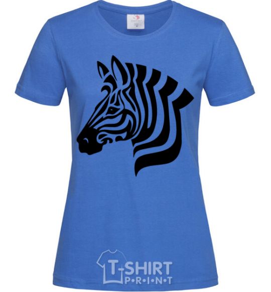 Women's T-shirt Zebra head royal-blue фото