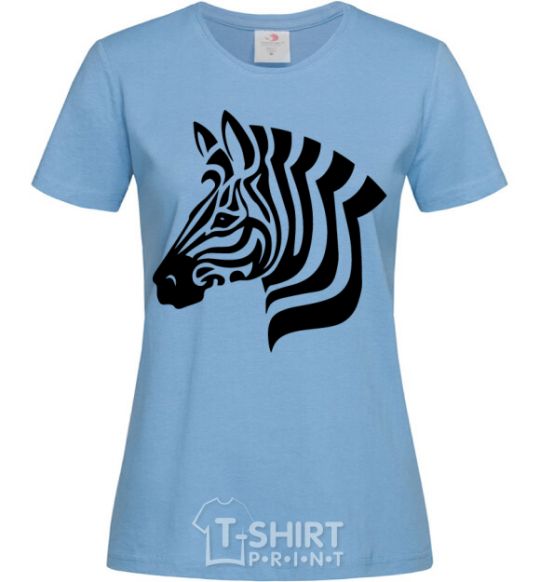 Women's T-shirt Zebra head sky-blue фото