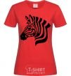 Women's T-shirt Zebra head red фото