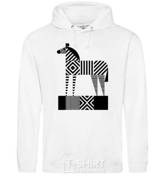 Men`s hoodie Geometric zebra White фото