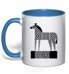 Mug with a colored handle Geometric zebra royal-blue фото