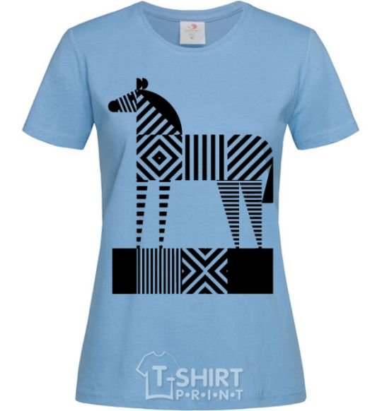 Women's T-shirt Geometric zebra sky-blue фото