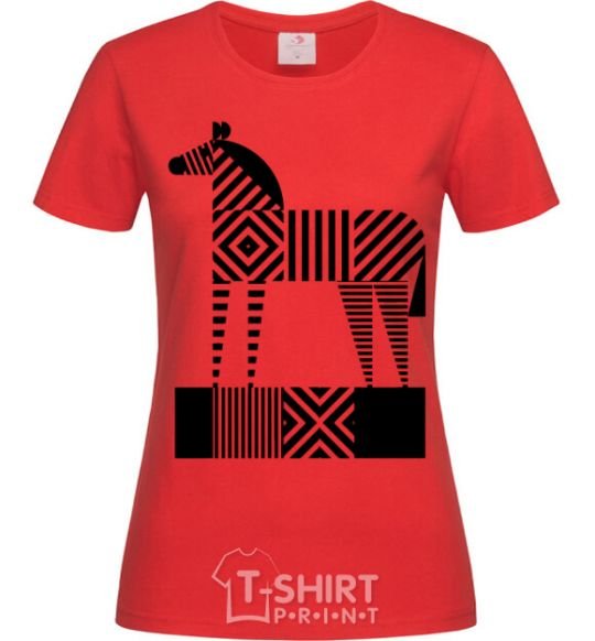 Женская футболка Геометрическая зебра Красный фото