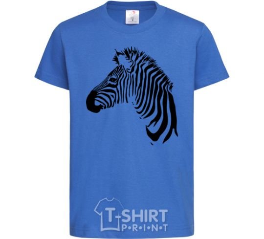 Kids T-shirt A zebra with a mane royal-blue фото