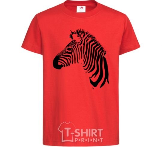 Kids T-shirt A zebra with a mane red фото