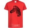 Kids T-shirt A zebra with a mane red фото