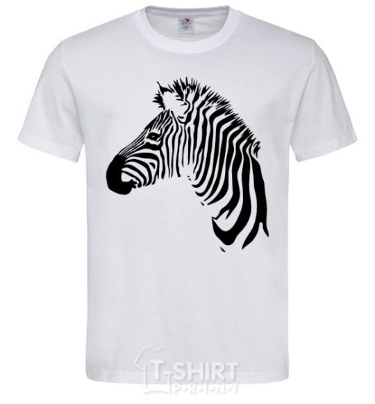 Men's T-Shirt A zebra with a mane White фото
