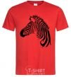 Men's T-Shirt A zebra with a mane red фото