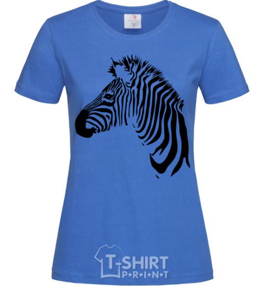Женская футболка Зебра с гривой Ярко-синий фото