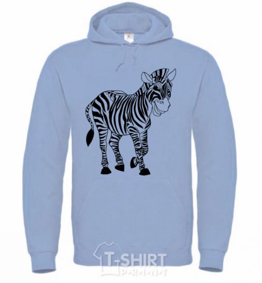 Men`s hoodie A zebra pattern sky-blue фото