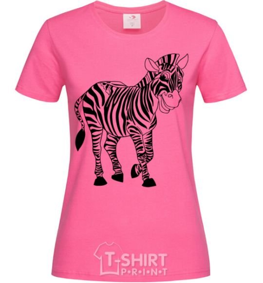 Женская футболка Рисунок зебры Ярко-розовый фото